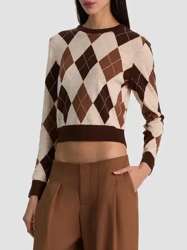 Alice + Olivia Women's Carolann Argyle Wool Pullover Sweater | Thumbnail 5 Alice + Olivia Women's Carolann Argyle Wool Pullover Sweater | Thumbnail 5