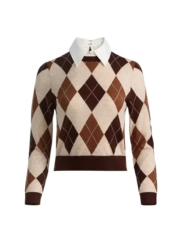 Alice + Olivia Women's Carolann Argyle Wool Pullover Sweater
