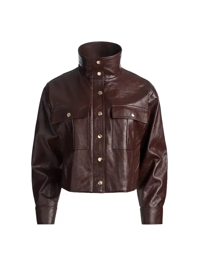 Alice + Olivia Women's James Faux-Leather Cropped Parka