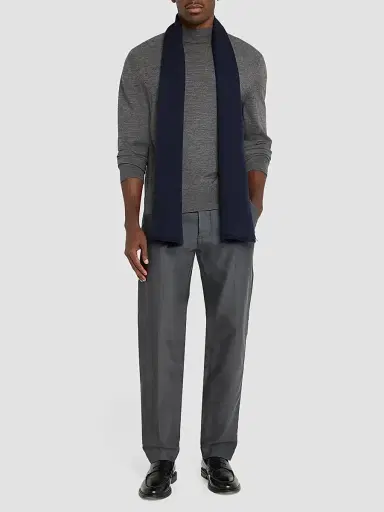 Emporio Armani Men's Eyelash-Fringe Wool Scarf | Thumbnail 2 Emporio Armani Men's Eyelash-Fringe Wool Scarf | Thumbnail 2