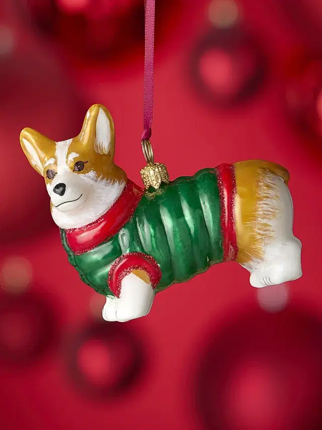 Joy To The World Pembroke Welsh Corgi In Puffer Coat Glass Ornament