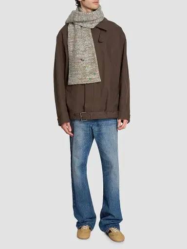 Dries Van Noten Men's Maila Floral-Embroidered Wool-Blend Scarf | Thumbnail 3