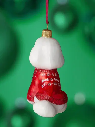 Joy To The World Bichon Frise In Nordic Sweater Glass Ornament | Thumbnail 2