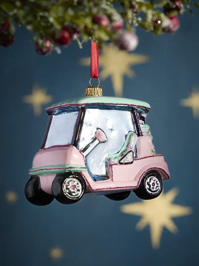 Exclusively Ours Golf Cart Glass Ornament