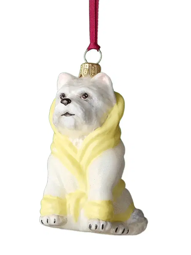 Joy To The World Westie ''Tub Time'' Glass Ornament