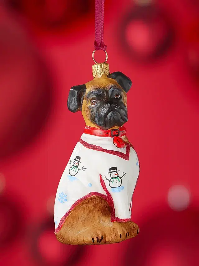 Joy To The World Glass Boxer Dog Ornament