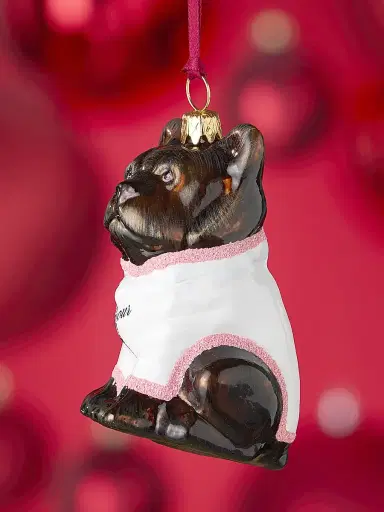 Joy To The World French Bulldog Glass Ornament | Thumbnail 2