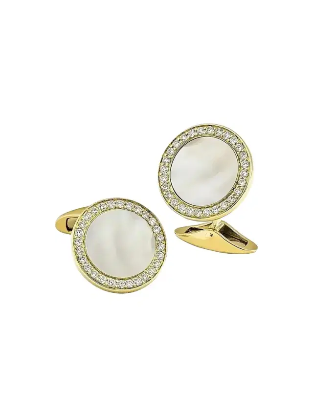 Jan Leslie Men's 18K Yellow Gold, Mother-Of-Pearl & 0.60 TCW Diamond Cufflinks