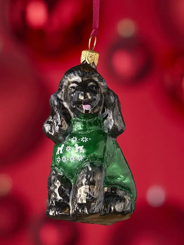 Joy To The World Poodle In Nordic Sweater Glass Ornament