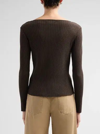 Vince Women's Boatneck Cotton Rib-Knit Sweater | Thumbnail 3