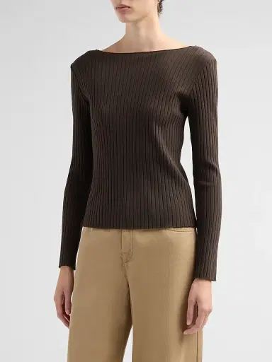 Vince Women's Boatneck Cotton Rib-Knit Sweater | Thumbnail 4