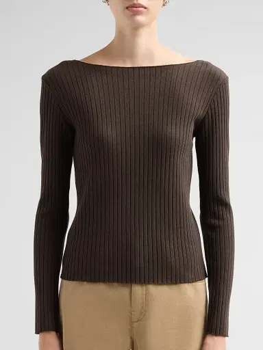 Vince Women's Boatneck Cotton Rib-Knit Sweater | Thumbnail 5