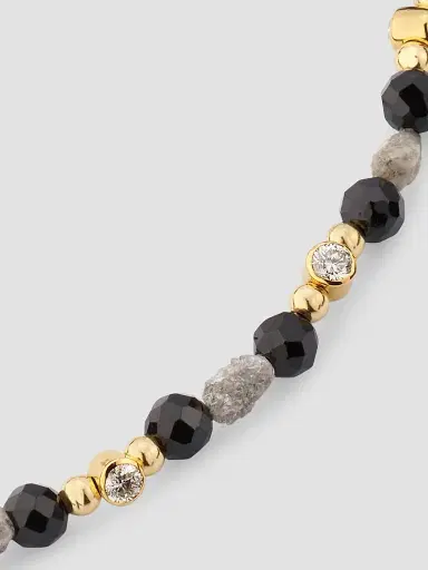 Jan Leslie Men's 18K Yellow Gold, 0.47 TCW Diamond & Black Spinel Adjustable Cord Bracelet | Thumbnail 3