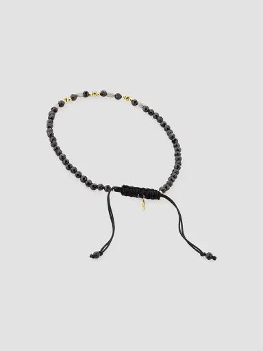 Jan Leslie Men's 18K Yellow Gold, 0.47 TCW Diamond & Black Spinel Adjustable Cord Bracelet | Thumbnail 4