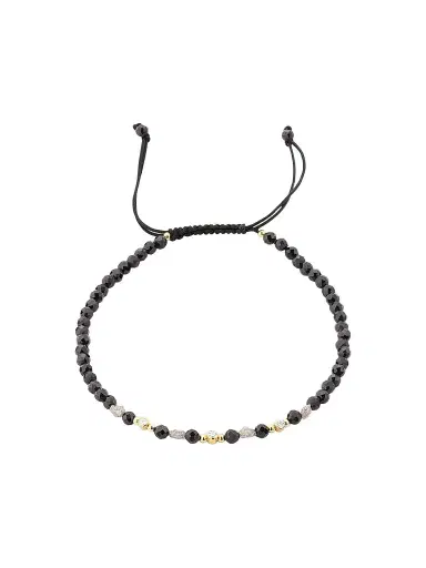 Jan Leslie Men's 18K Yellow Gold, 0.47 TCW Diamond & Black Spinel Adjustable Cord Bracelet | Thumbnail 1