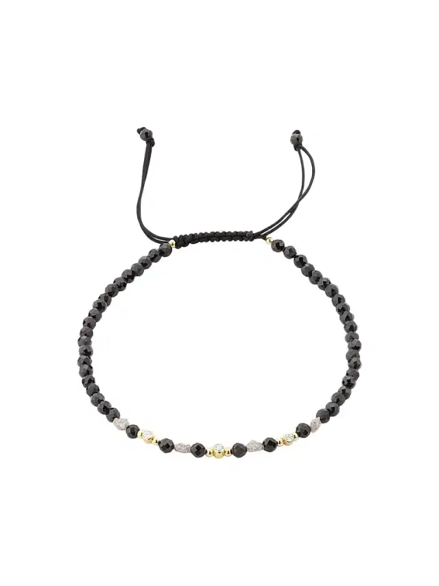 Jan Leslie Men's 18K Yellow Gold, 0.47 TCW Diamond & Black Spinel Adjustable Cord Bracelet