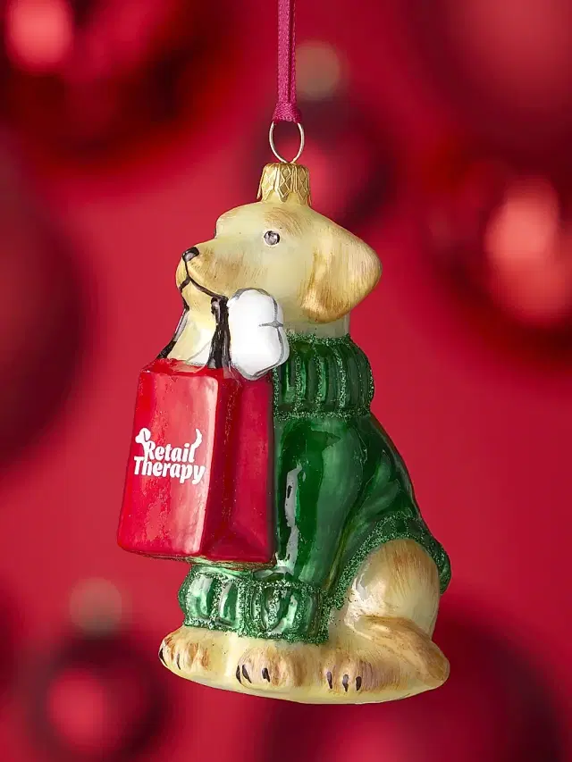 Joy To The World Retail Therapy Bag Yellow Lab Ornament