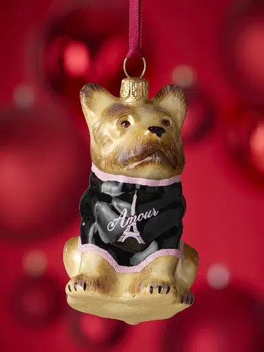 Joy To The World Glass French Bulldog Ornament | Thumbnail 1