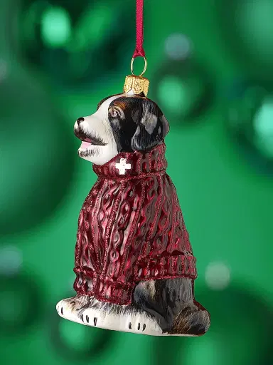 Joy To The World Glass Bernese Mountain Dog Ornament | Thumbnail 2