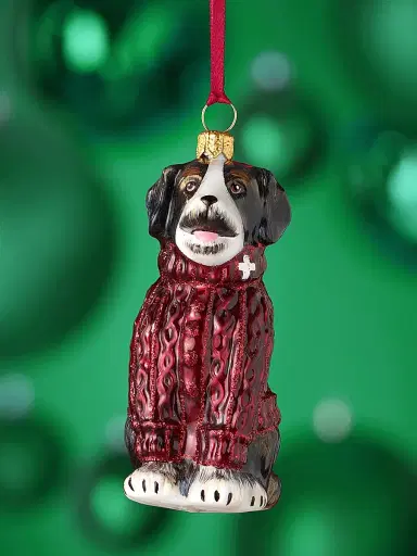 Joy To The World Glass Bernese Mountain Dog Ornament | Thumbnail 1