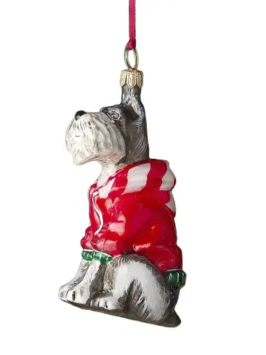 Joy To The World Custom Design Gray Schnauzer in Candy Cane Hoodie Christmas Ornament | Thumbnail 1