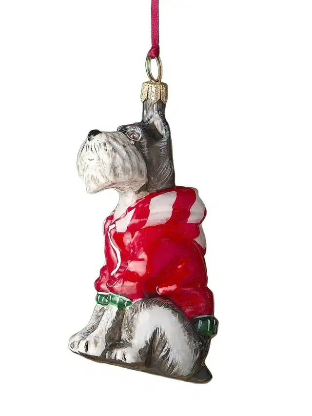 Joy To The World Custom Design Gray Schnauzer in Candy Cane Hoodie Christmas Ornament