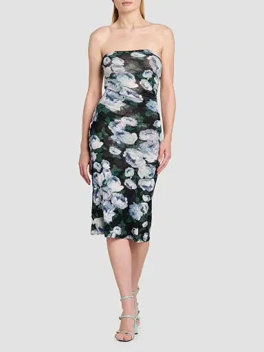 Stella McCartney Women's Bunch Of Roses Mesh Strapless Dress | Thumbnail 3