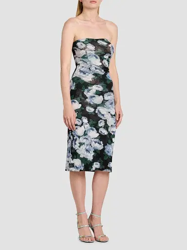 Stella McCartney Women's Bunch Of Roses Mesh Strapless Dress | Thumbnail 4