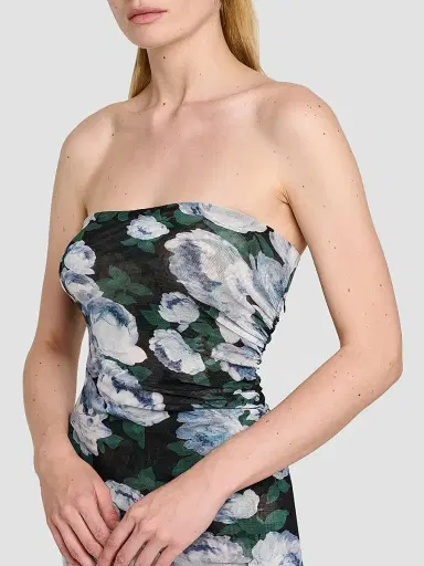 Stella McCartney Women's Bunch Of Roses Mesh Strapless Dress | Thumbnail 6