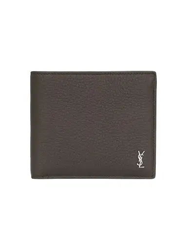 Saint Laurent Men's Tiny Cassandre East-West Wallet in Grained Leather | Thumbnail 1 Saint Laurent Men's Tiny Cassandre East-West Wallet in Grained Leather | Thumbnail 1