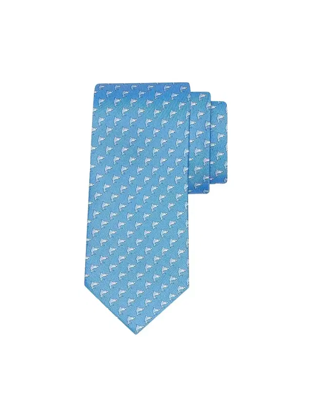 Ferragamo Men's Shark Print Silk Tie