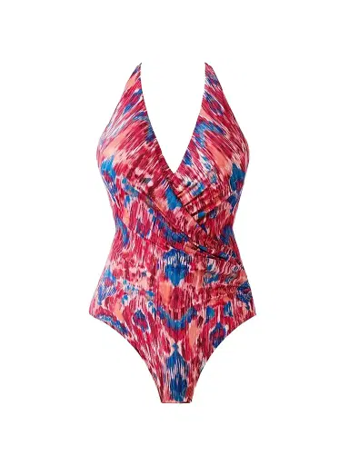 Miraclesuit Swim Women's Ikat Dorado Wrapsody Printed Swimsuit | Thumbnail 1