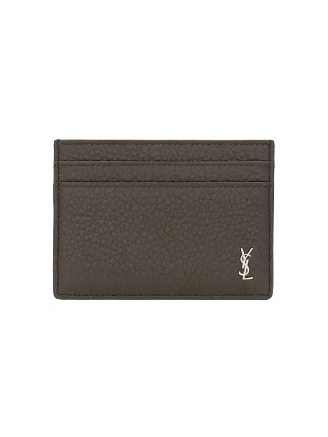 Saint Laurent Men's Tiny Cassandre Card Case in Grained Leather