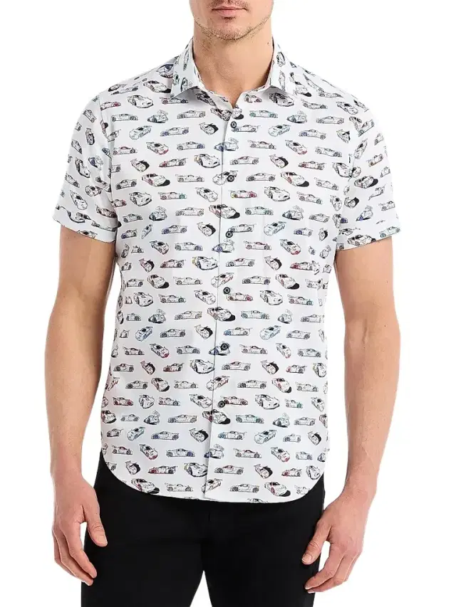 Robert Graham Men's Neon Wheels Printed Short-Sleeve Shirt