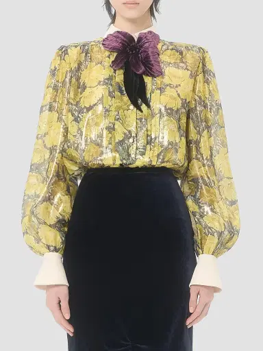 Valentino Women's Lurex Shirt with Après L'hiver Poppies Print | Thumbnail 2