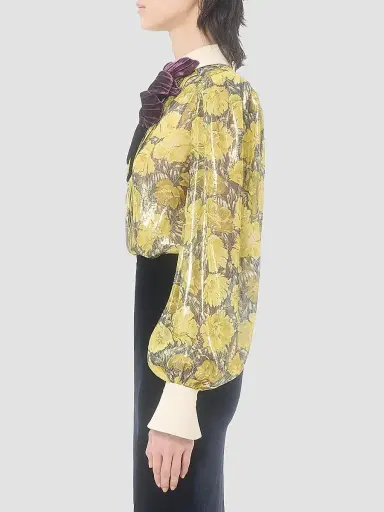 Valentino Women's Lurex Shirt with Après L'hiver Poppies Print | Thumbnail 3