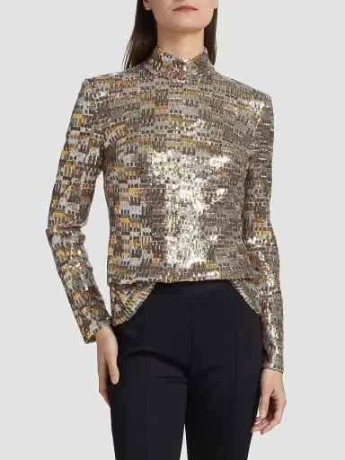 Rosetta Getty Women's Bauhuas Mesh Sequined Top | Thumbnail 3 Rosetta Getty Women's Bauhuas Mesh Sequined Top | Thumbnail 3