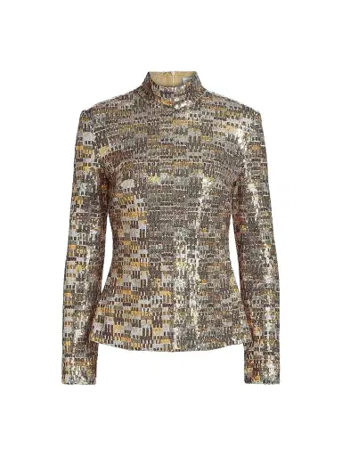 Rosetta Getty Women's Bauhuas Mesh Sequined Top | Thumbnail 1 Rosetta Getty Women's Bauhuas Mesh Sequined Top | Thumbnail 1