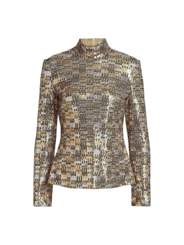 Rosetta Getty Women's Bauhuas Mesh Sequined Top