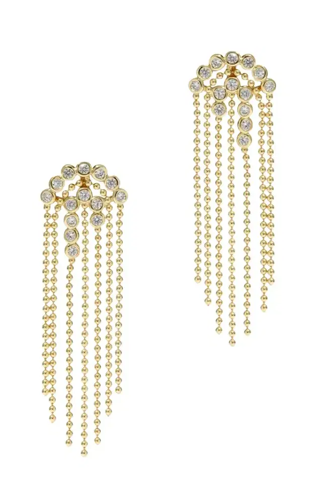 ALEXIS BITTAR Cubic Zirconia Asterales Bubble Fringe Chandelier Earrings