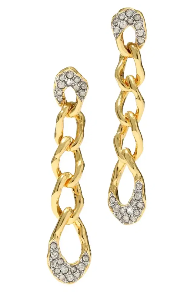 Crystal Solanales Chain Link Drop Earrings