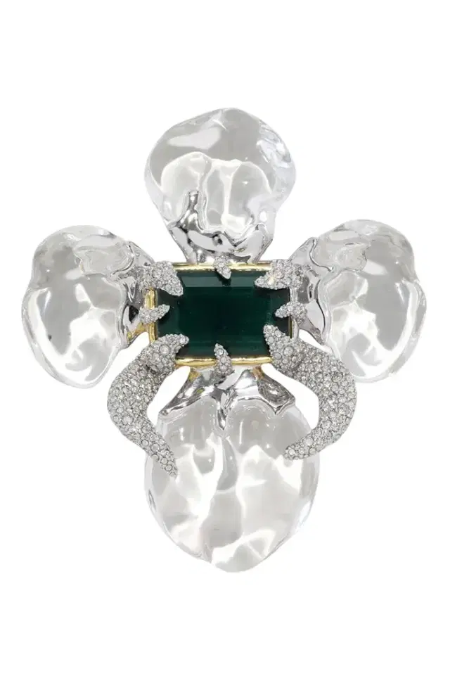 Crystal Silverlake Lucite Flower Pin
