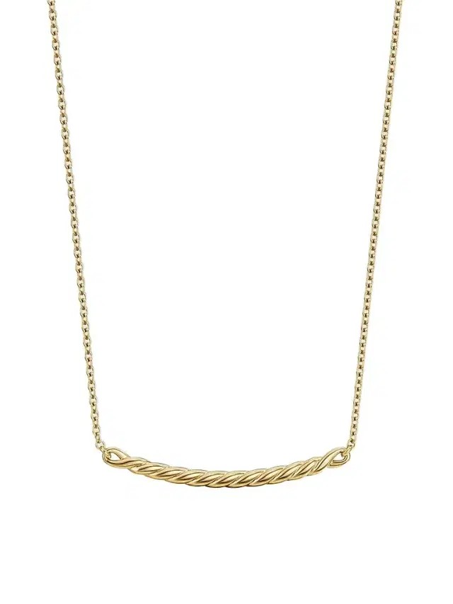 David Yurman Women's Sculpted Cable Bar Necklace in 18K Yellow Gold, 2.7MM