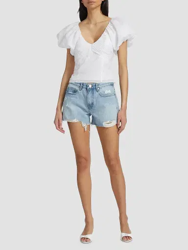 Frame Women's Puff-Sleeve Seersucker Top | Thumbnail 2