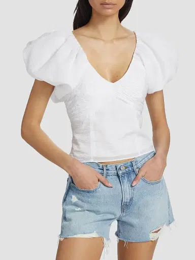 Frame Women's Puff-Sleeve Seersucker Top | Thumbnail 3