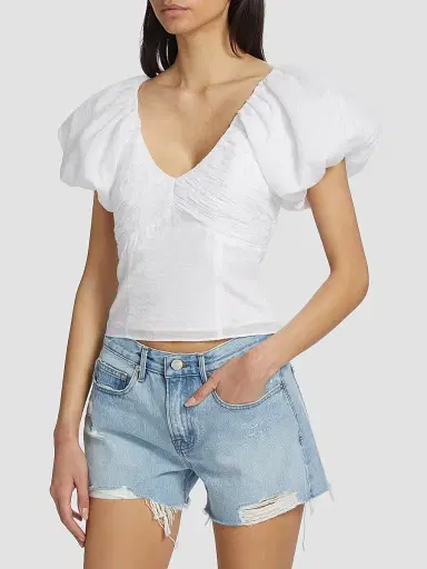 Frame Women's Puff-Sleeve Seersucker Top | Thumbnail 4