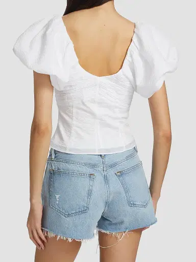 Frame Women's Puff-Sleeve Seersucker Top | Thumbnail 5