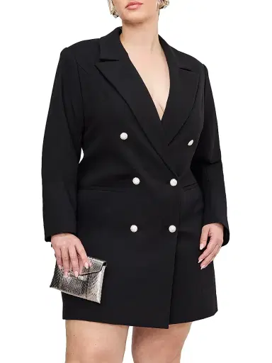 GOOD AMERICAN Women's Ponte Embellished Executive Blazer Minidress | Thumbnail 3