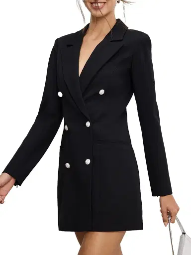 GOOD AMERICAN Women's Ponte Embellished Executive Blazer Minidress | Thumbnail 5
