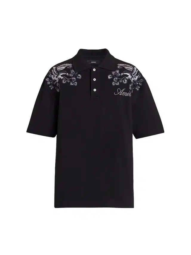 AMIRI Men's Floral-Embroidered Cotton Polo Shirt